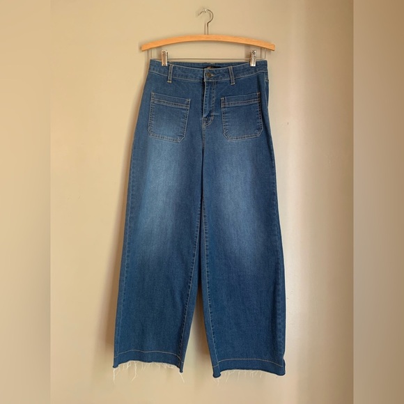 Frye jeans denim wide leg ankle cropped boho coastal size 27 - Picture 1 of 9